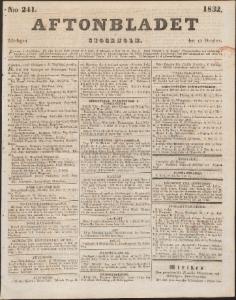 Aftonbladet Lördagen den 13 Oktober 1832