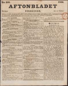 Aftonbladet Måndagen den 22 Oktober 1832