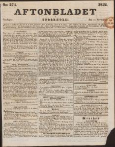 Aftonbladet Onsdagen den 21 November 1832
