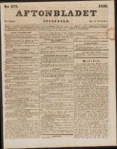 Aftonbladet Torsdagen den 22 November 1832