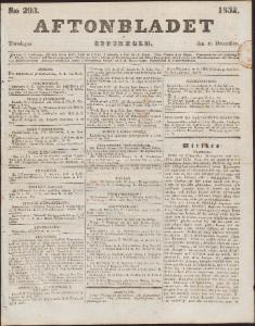 Aftonbladet Torsdagen den 13 December 1832