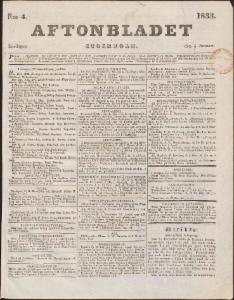 Aftonbladet Lördagen den 5 Januari 1833