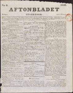 Aftonbladet Tisdagen den 8 Januari 1833