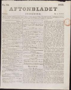 Aftonbladet Tisdagen den 15 Januari 1833
