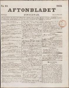 Aftonbladet Onsdagen den 16 Januari 1833