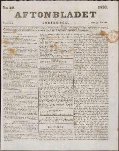 Aftonbladet Torsdagen den 24 Januari 1833
