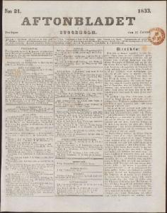 Aftonbladet Fredagen den 25 Januari 1833