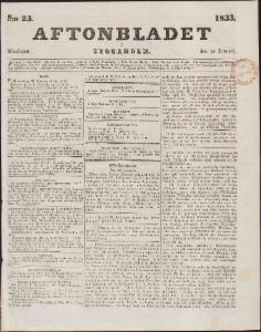 Aftonbladet Måndagen den 28 Januari 1833