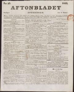 Aftonbladet Onsdagen den 30 Januari 1833