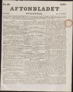 Aftonbladet Torsdagen den 31 Januari 1833