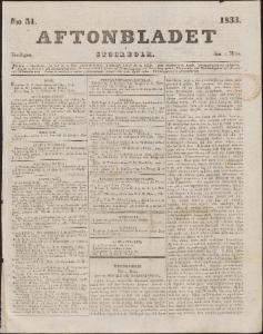 Aftonbladet Fredagen den 1 Mars 1833