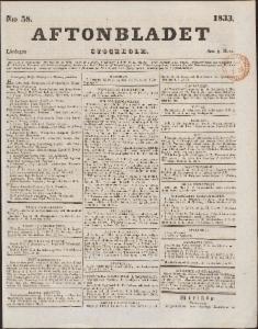 Aftonbladet Lördagen den 9 Mars 1833