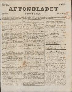 Aftonbladet Måndagen den 18 Mars 1833