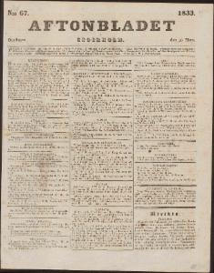 Aftonbladet Onsdagen den 20 Mars 1833