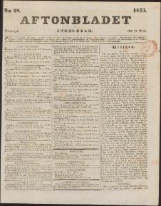 Aftonbladet Torsdagen den 21 Mars 1833