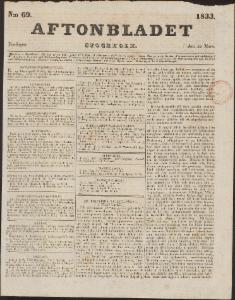 Aftonbladet Fredagen den 22 Mars 1833