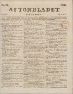 Aftonbladet Lördagen den 23 Mars 1833