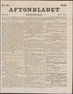 Aftonbladet Onsdagen den 27 Mars 1833