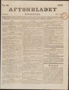Aftonbladet Onsdagen den 3 April 1833