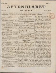 Aftonbladet Onsdagen den 10 April 1833