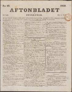 Aftonbladet Lördagen den 13 April 1833