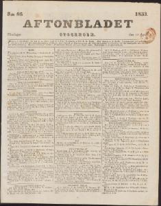Aftonbladet Måndagen den 15 April 1833