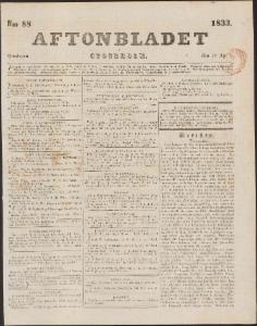Aftonbladet Onsdagen den 17 April 1833