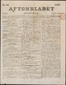 Aftonbladet Tisdagen den 23 April 1833
