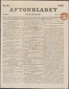 Aftonbladet Onsdagen den 24 April 1833