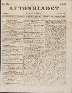 Aftonbladet Torsdagen den 25 April 1833