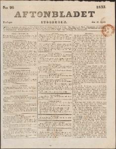 Aftonbladet Fredagen den 26 April 1833
