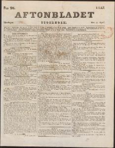 Aftonbladet Måndagen den 29 April 1833