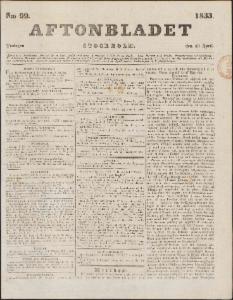 Aftonbladet Tisdagen den 30 April 1833