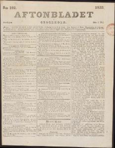 Aftonbladet Fredagen den 3 Maj 1833