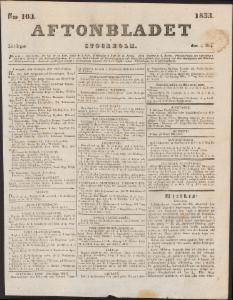 Aftonbladet Lördagen den 4 Maj 1833