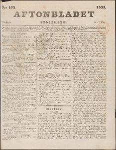 Aftonbladet Tisdagen den 7 Maj 1833