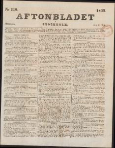 Aftonbladet Måndagen den 13 Maj 1833