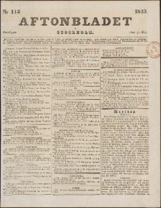 Aftonbladet Onsdagen den 15 Maj 1833