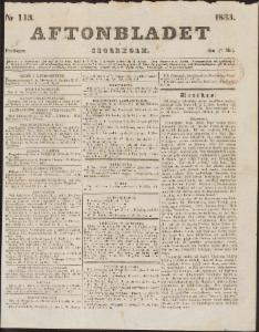 Aftonbladet Fredagen den 17 Maj 1833