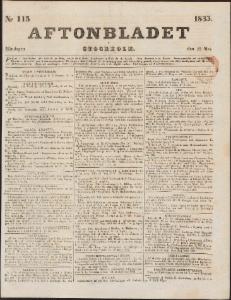 Aftonbladet Måndagen den 20 Maj 1833