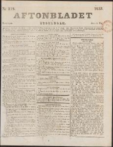 Aftonbladet Torsdagen den 23 Maj 1833