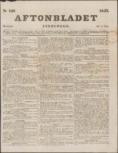 Sida 1 Aftonbladet 1833-06-03