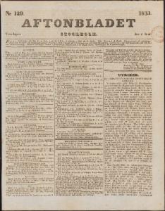 Aftonbladet Torsdagen den 6 Juni 1833