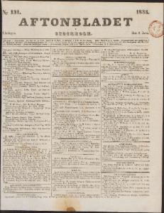 Aftonbladet Lördagen den 8 Juni 1833