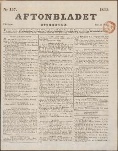 Aftonbladet Lördagen den 15 Juni 1833
