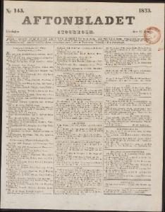 Aftonbladet Lördagen den 22 Juni 1833