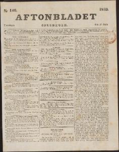 Aftonbladet Torsdagen den 27 Juni 1833