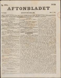 Aftonbladet Onsdagen den 3 Juli 1833