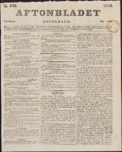 Aftonbladet Torsdagen den 4 Juli 1833