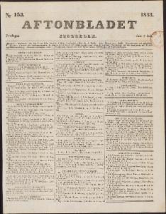 Sida 1 Aftonbladet 1833-07-05